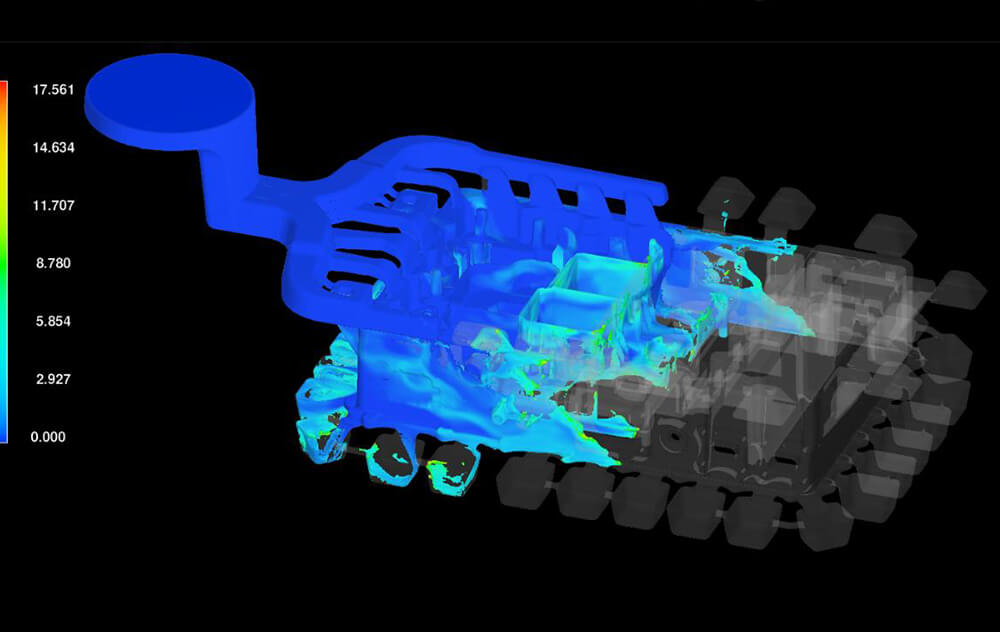 從分析模具和壓鑄的可行性開(kāi)始，根據設計方案做出模流分析，有效解決排氣、收縮和缺料等問(wèn)題。